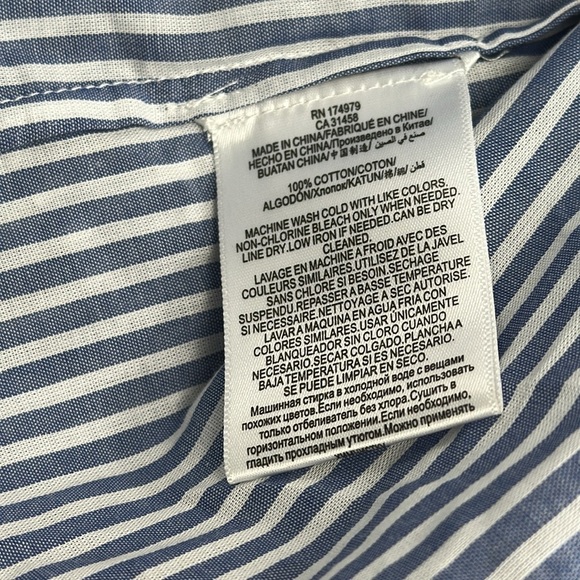 BCBG MAXAZRIA Women's Callison Striped Off-Shoulder Top Chambray/White Size Sm - Picture 5 of 5